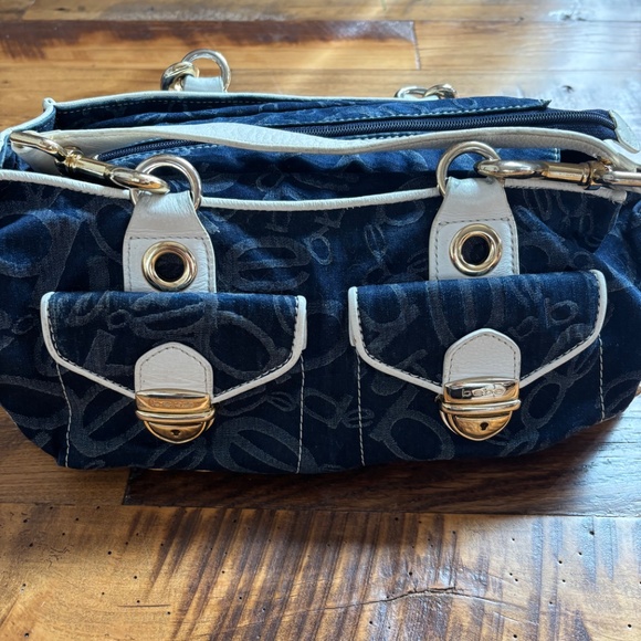 Bebe Las Angeles Purse/Handbag Denim Y2K Bag With Leather and Charms - Picture 3 of 13